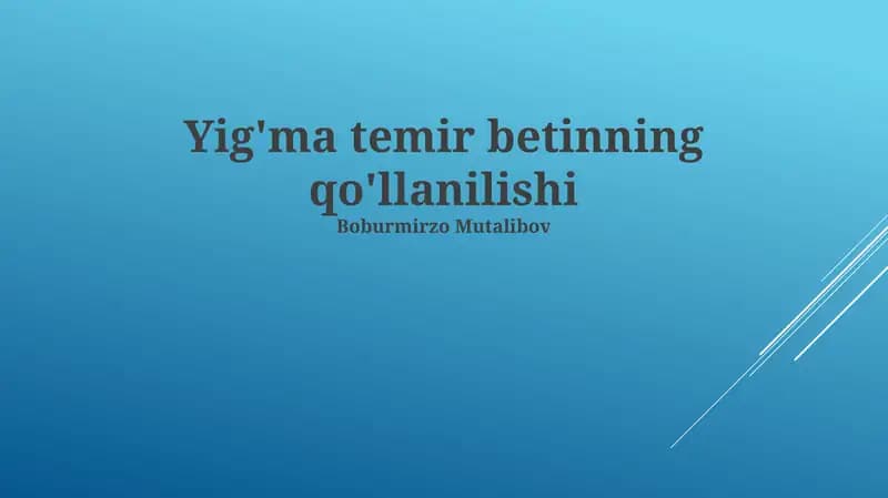 Temir-beton yig'ma konstruksiyalarning ta'rifi va xususiyatlari