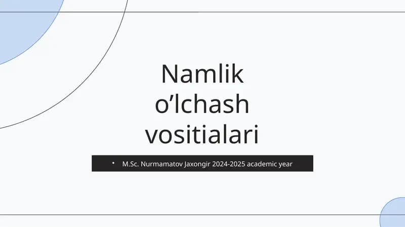 Namlikni o’lchash vositialari