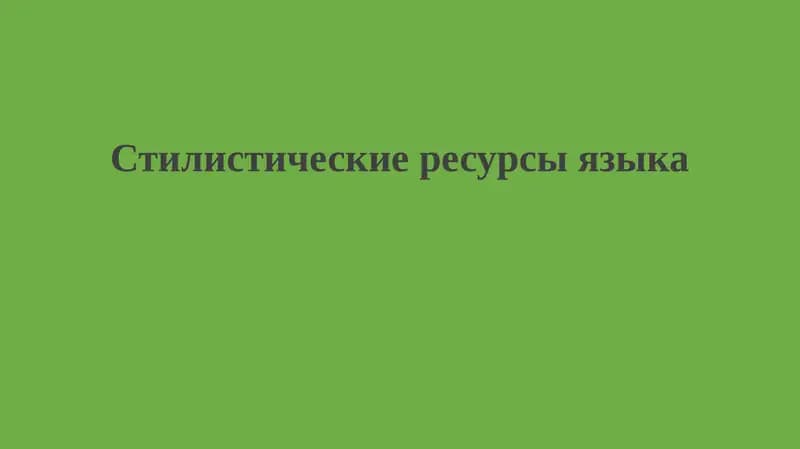 Стилистические ресурсы языка
