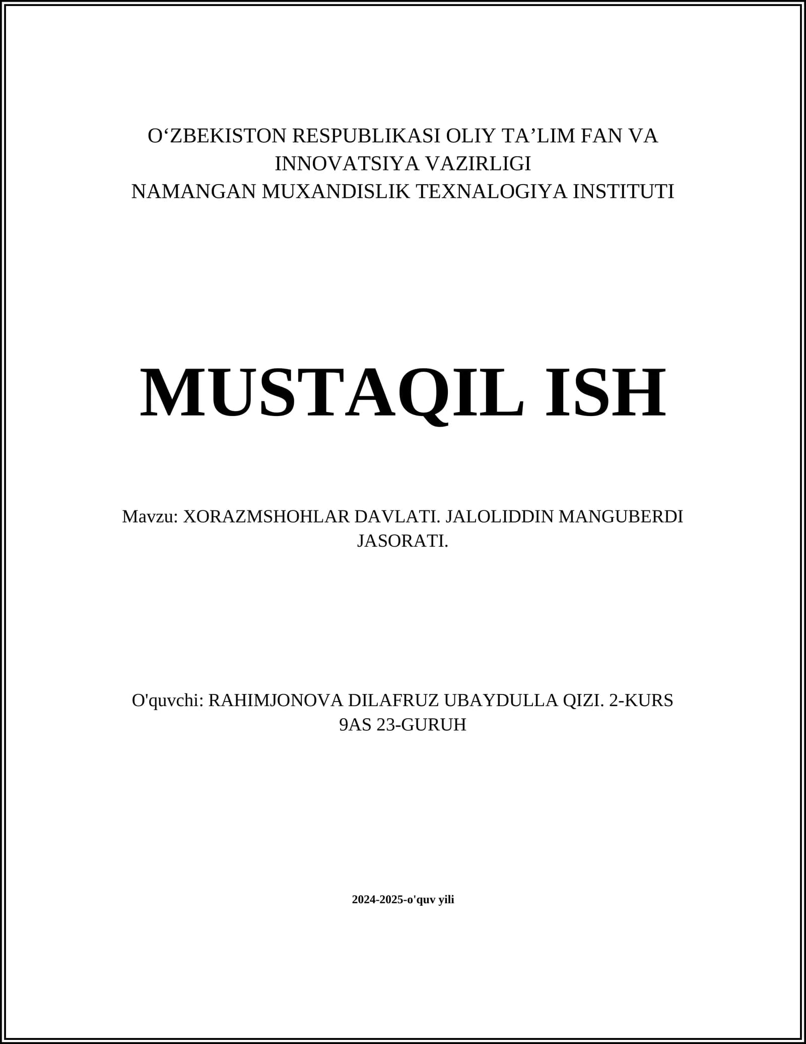XORAZM SHOHLAR DAVLATI