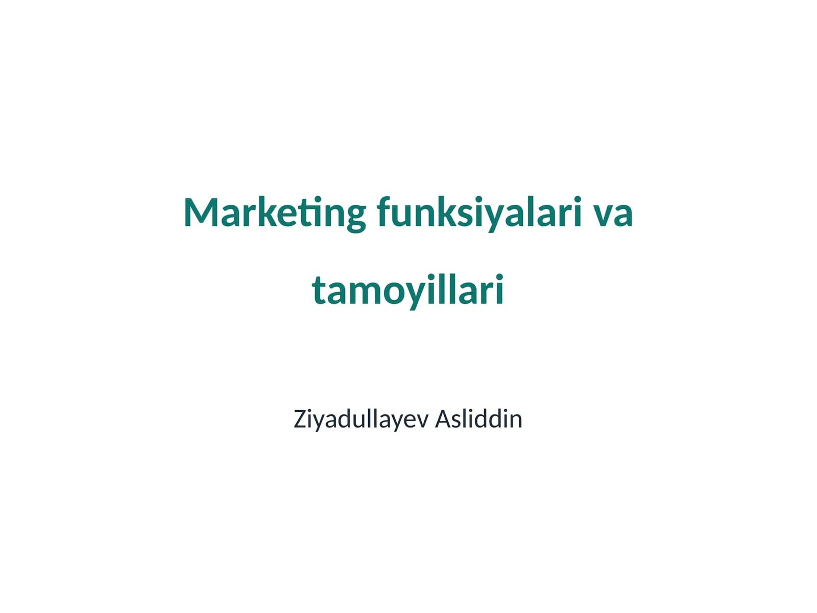 Marketing funksiyalari va tamoyillari