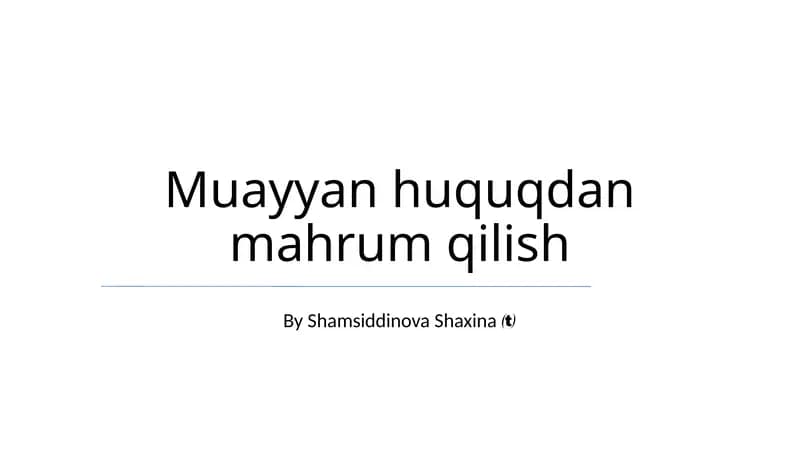 Muayyan huquqdan mahrum qilish