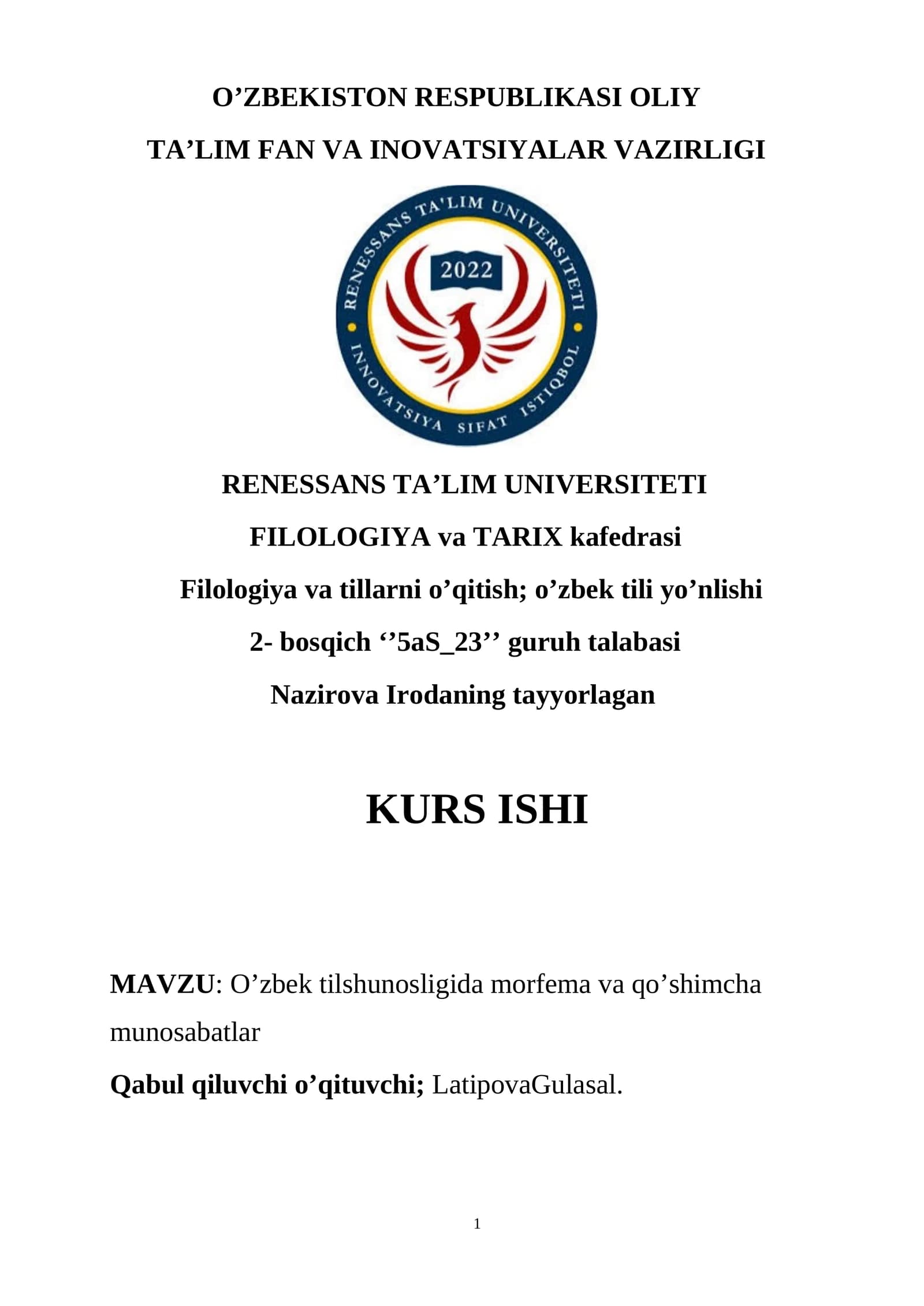 O’zbek tilshunosligida morfema va qo’shimcha munosabatlar
