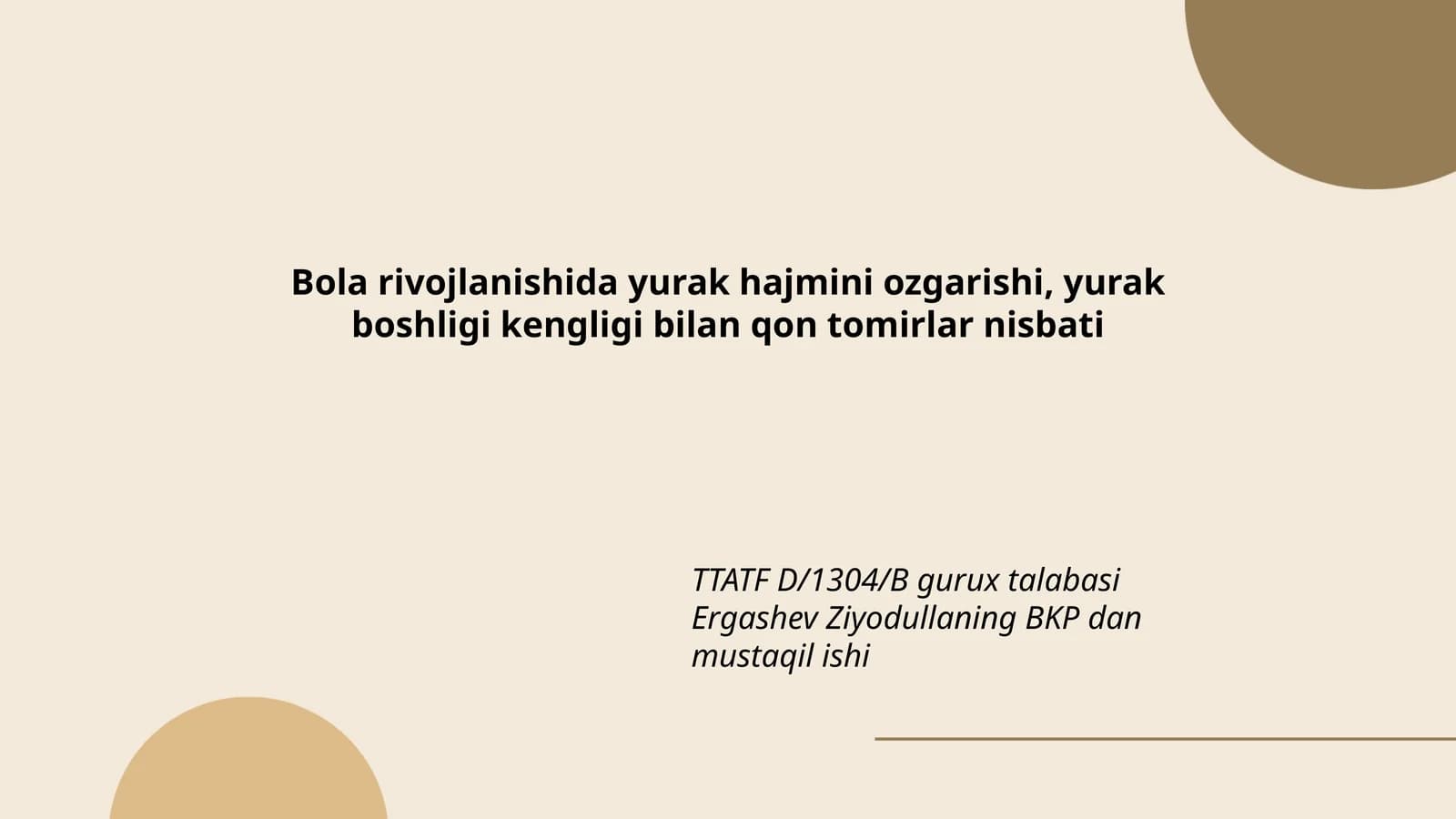 TTATF D/1304/B gurux talabasi Ergashev Ziyodullaning BKP dan mustaqil ishi