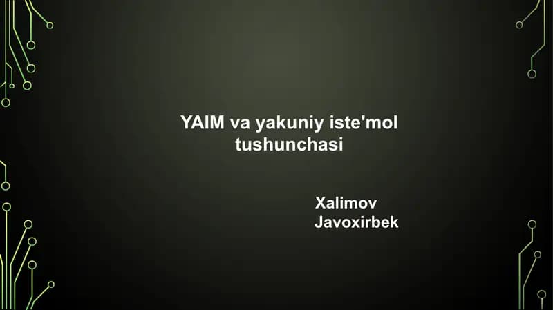 YAIM va yakuniy iste'mol tushunchasi