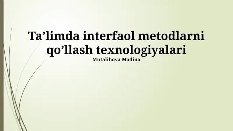 Zamonaviy Interaktiv Platformalar va Dasturlar