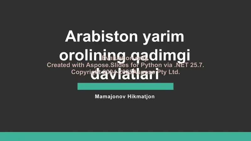 Arabiston Yarimoroli va Qadimgi Davlatlar