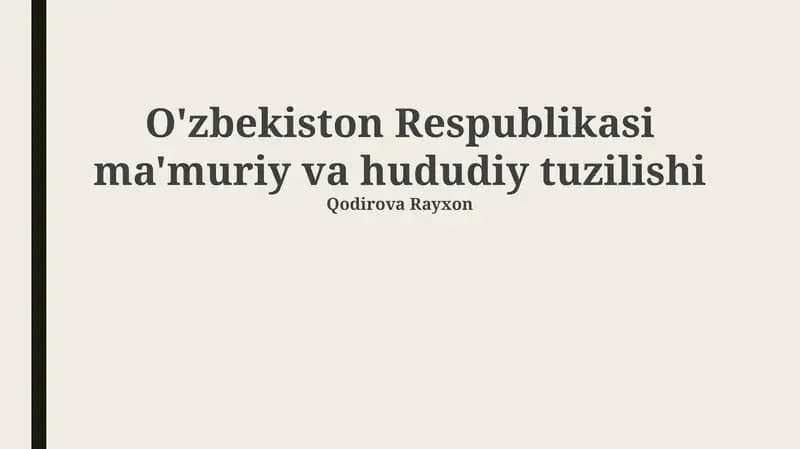O'zbekiston Respublikasi ma'muriy va hududiy tuzilishi