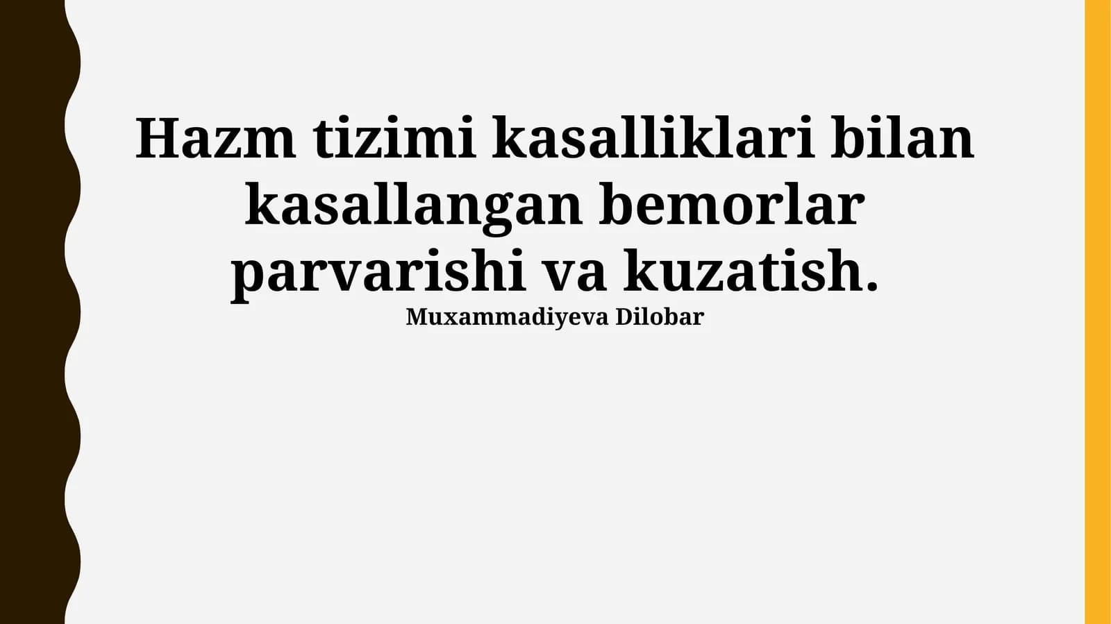 Ovqat hazm qilish tizimi kasalliklari bo'yicha bemorlarni monitoringi