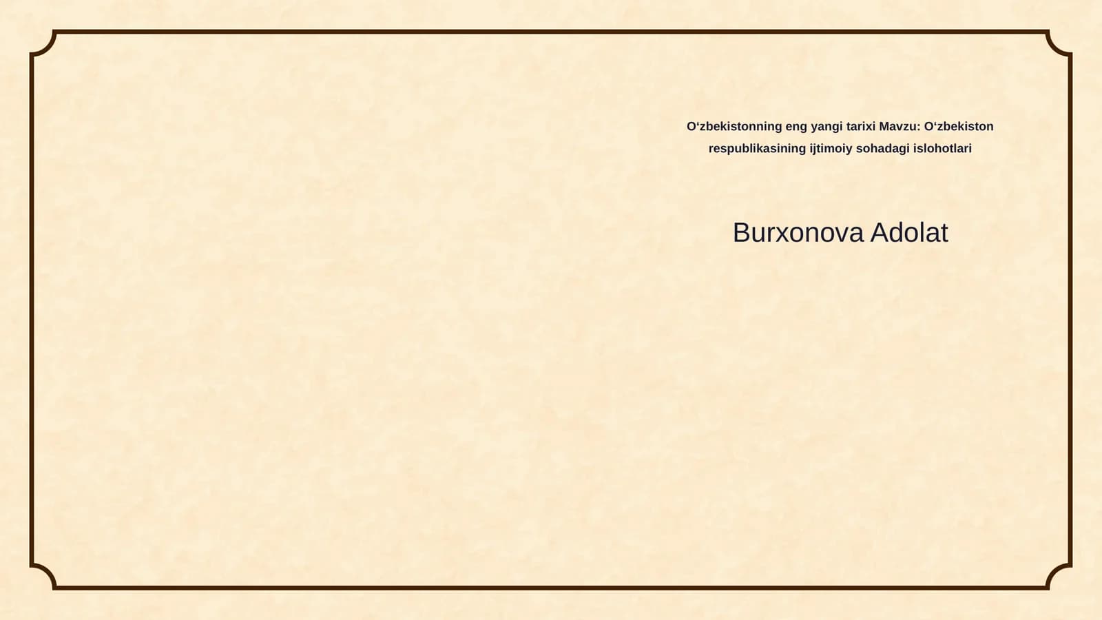 Oʻzbekiston respublikasining ijtimoiy sohadagi islohotlari