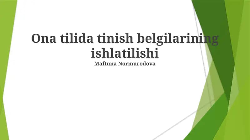 Ona tilida tinish belgilarining ishlatilishi