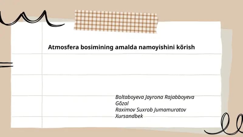 Atmosfera bosimining amalda namoyishini kõrish