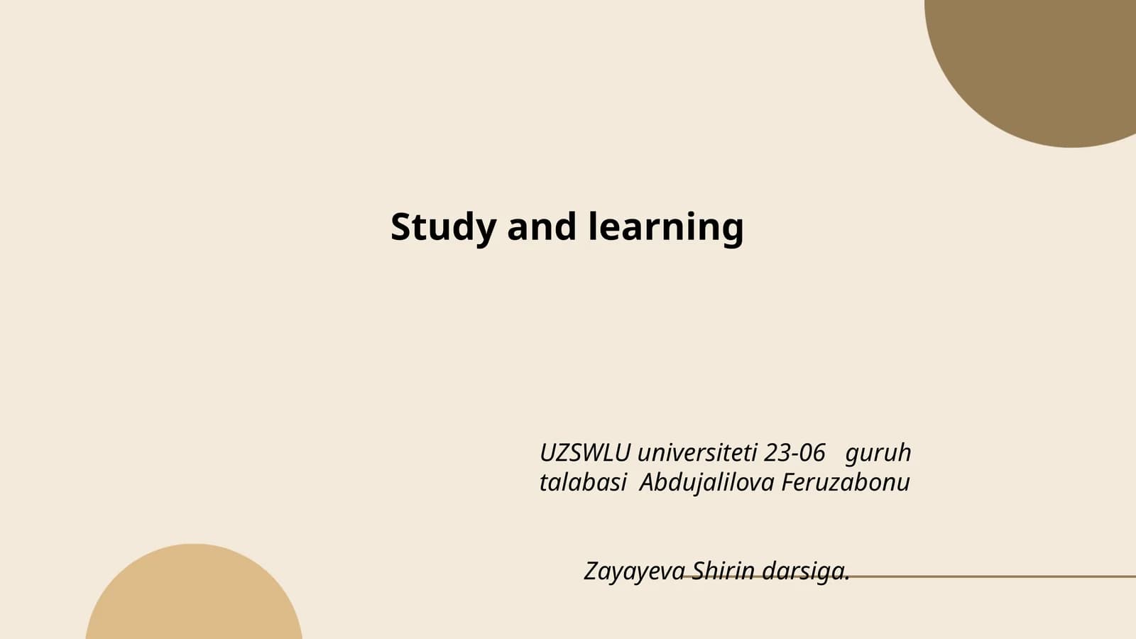 UZSWLU universiteti 23-06 guruh talabasi Abdujalilova FeruzabonuZayayeva Shirin darsiga