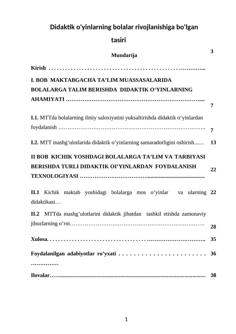 O'yinlarning bolalar rivojlanishiga bo'lgan tasiri