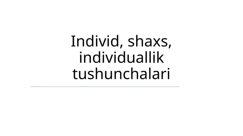 Shaxsiyat va shaxsning tuzilmalari