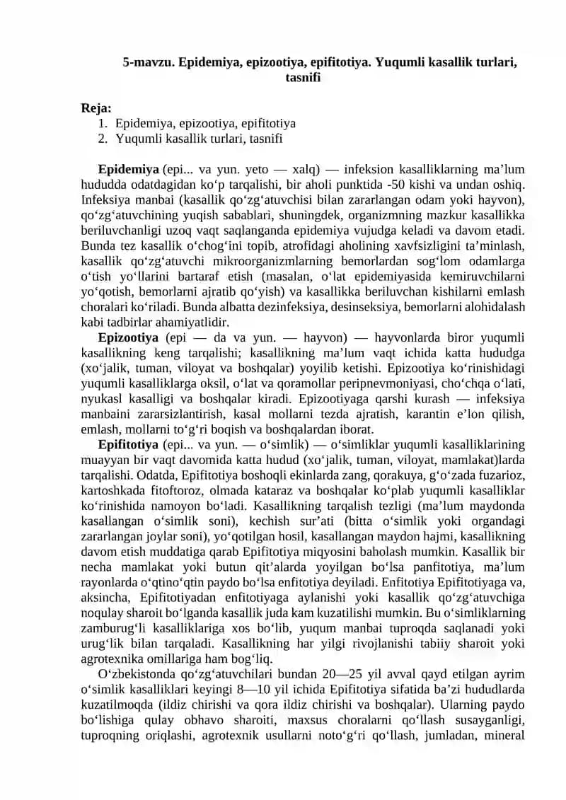 Epidemiya, epizootiya, epifitotiya