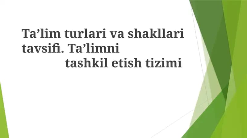 An'anaviy ta'lim tizimi