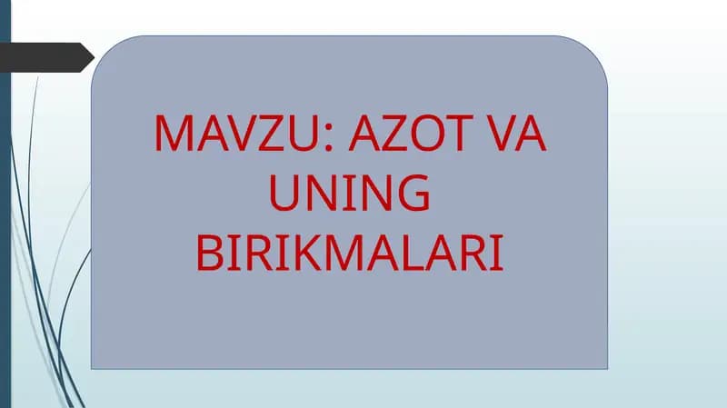 AZOT VA UNING BIRIKMALARI