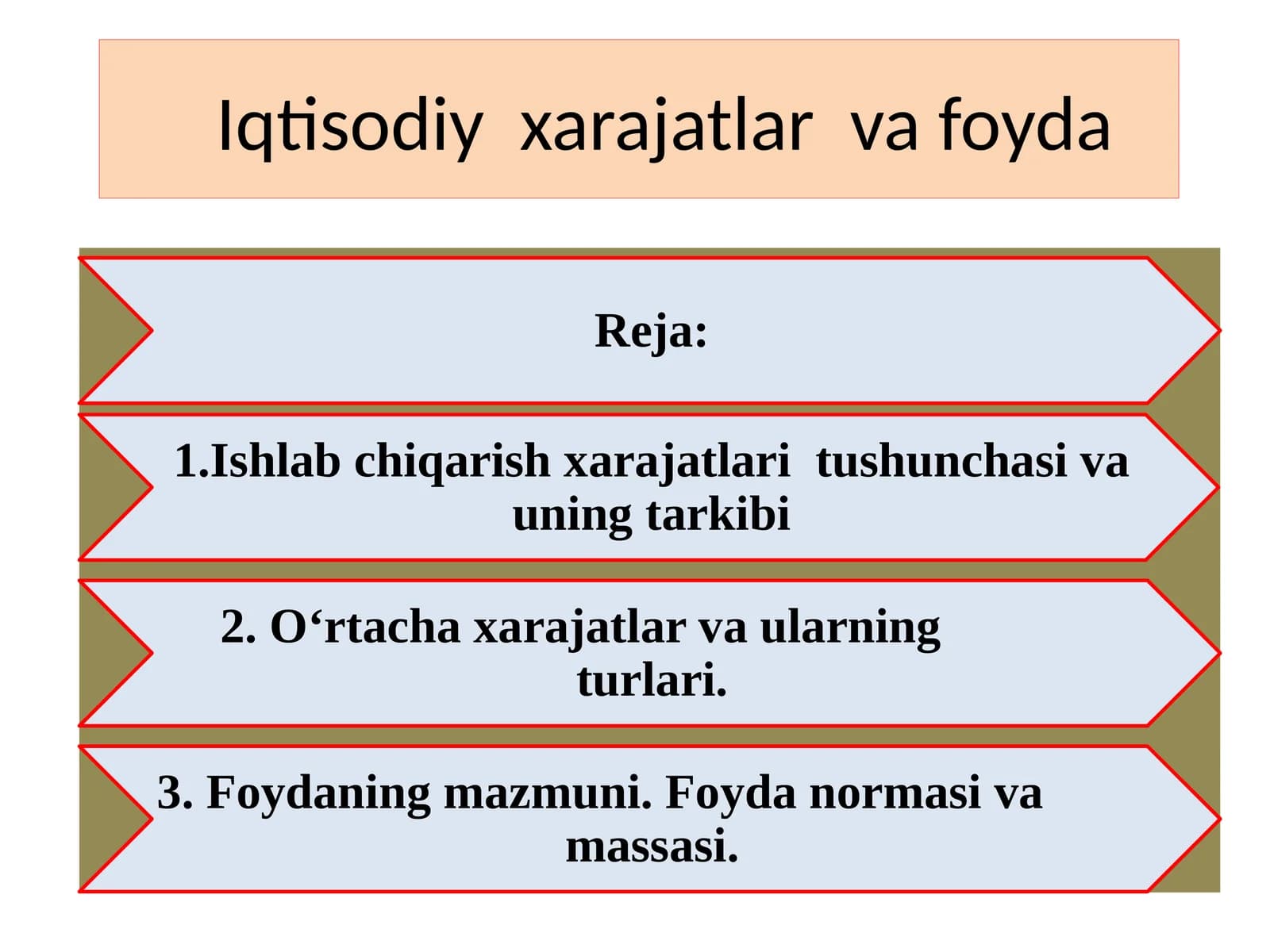 Ishlabchiqarish xarajatlar va foyda