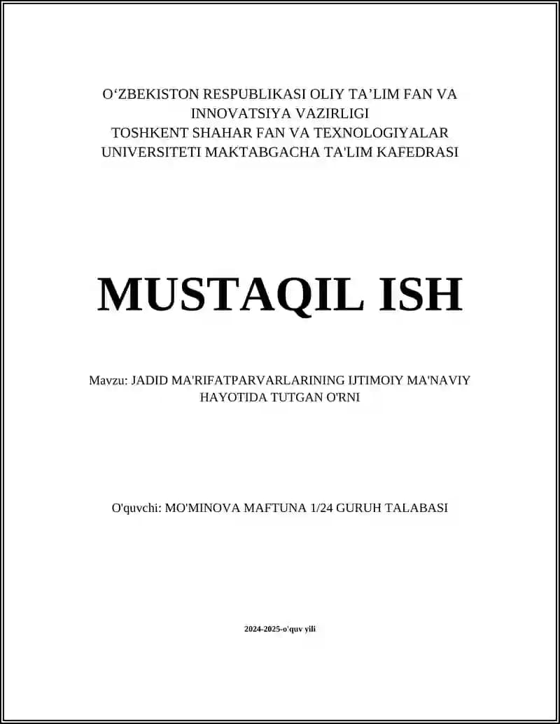Jadid Ma'rifatparvarlarning Ijtimoiy Ma'nviy Hayotida Tutgan O'rni