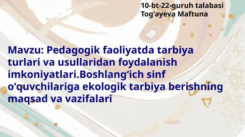 Tarbiya nazariyasi-pedagogika
