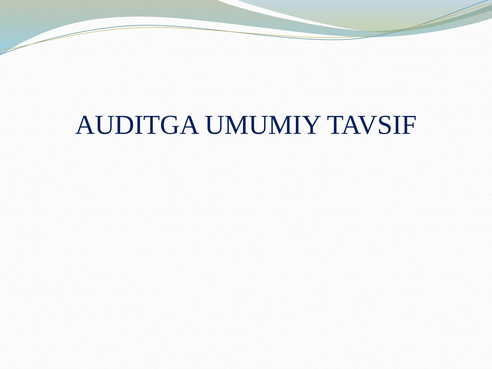 AUDITGA UMUMIY TAVSIF