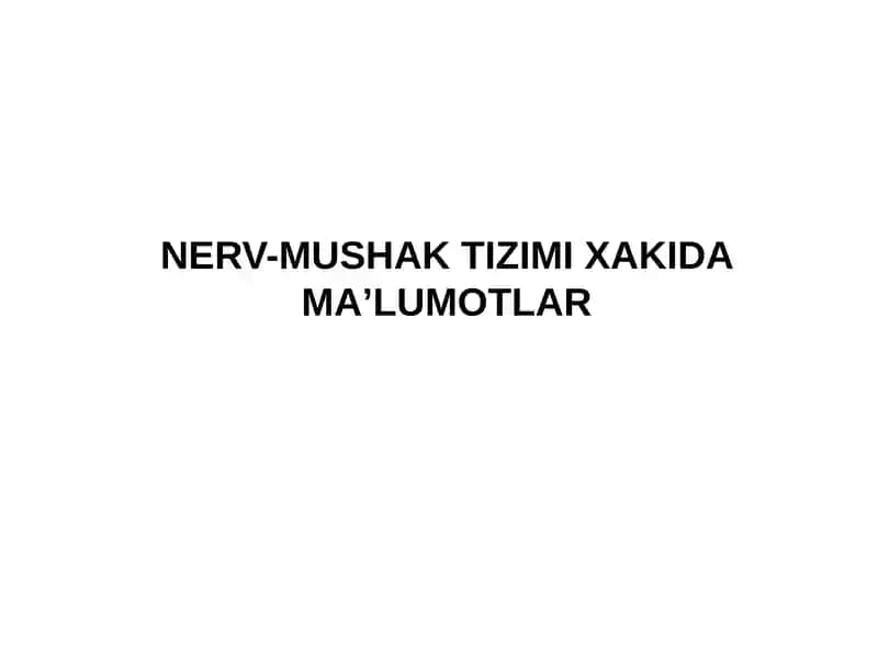 NERV-MUSHAK TIZIMI XAKIDAMAʼLUMOTLAR