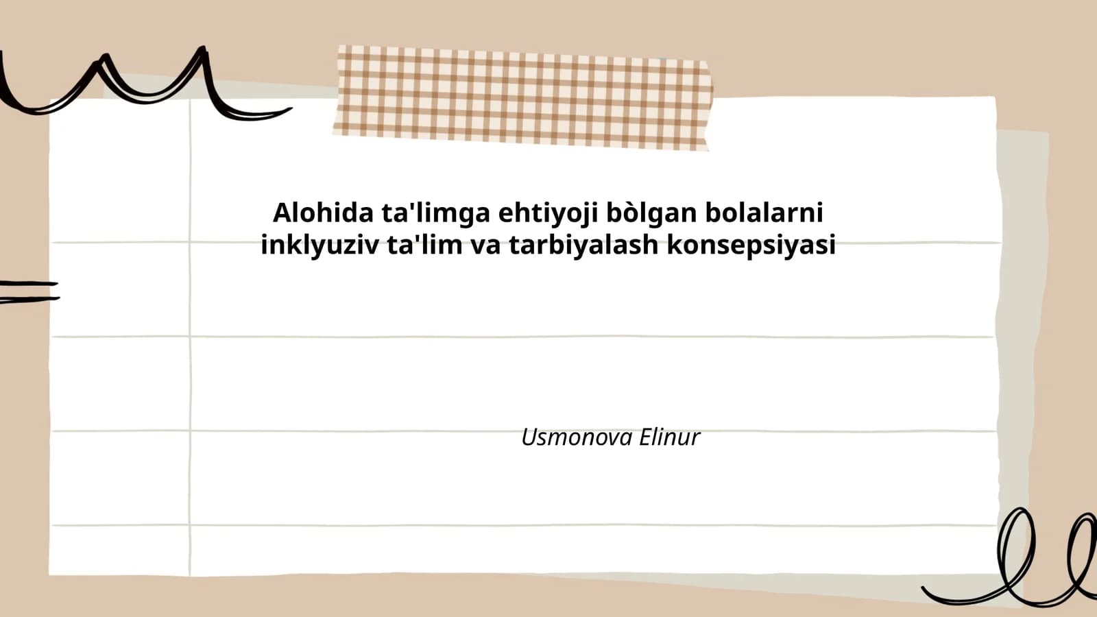 Alohida ta'limga ehtiyoji bòlgan bolalarni inklyuziv ta'lim va tarbiyalash konsepsiyasi
