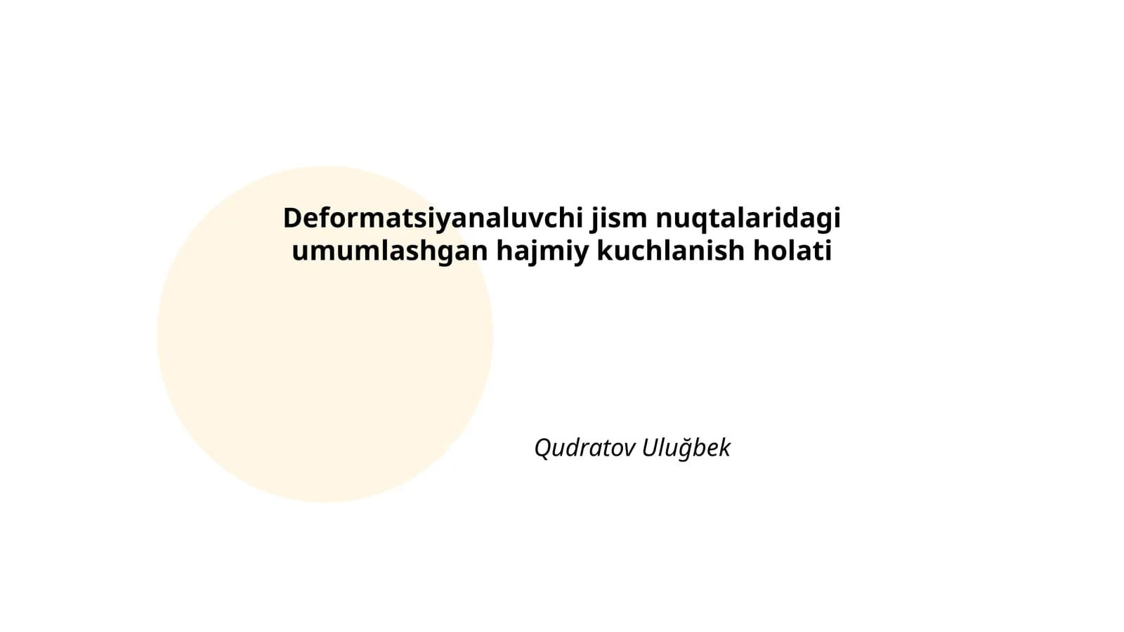Umumlashgan hajmiy kuchlanish holati
