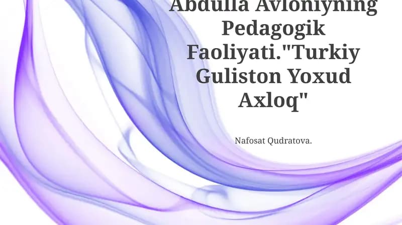 Abdulla Avloniyning Pedagogik Faoliyati