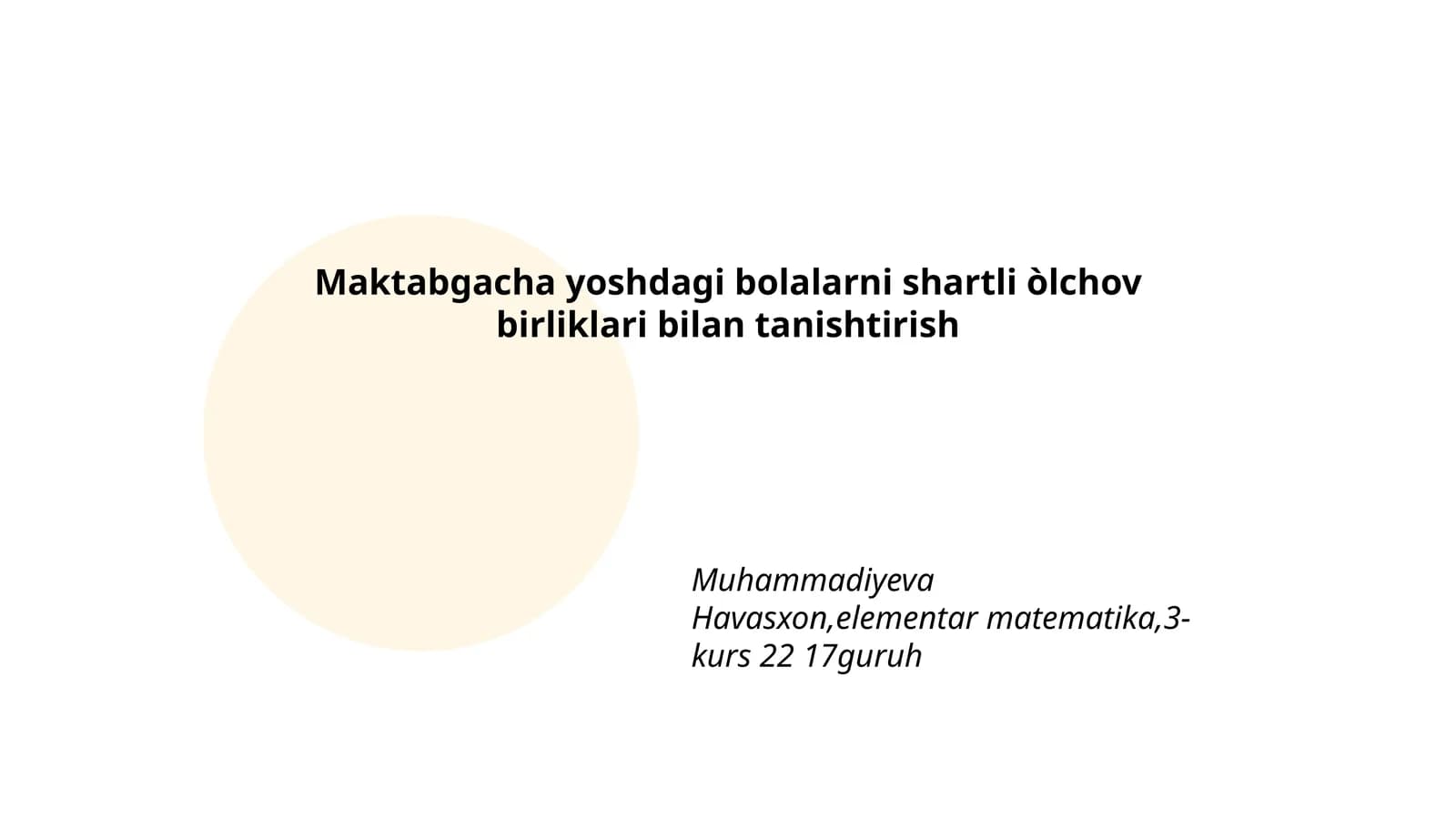 Maktabgacha yoshdagi bolalarni shartli òlchov birliklari bilan tanishtirish