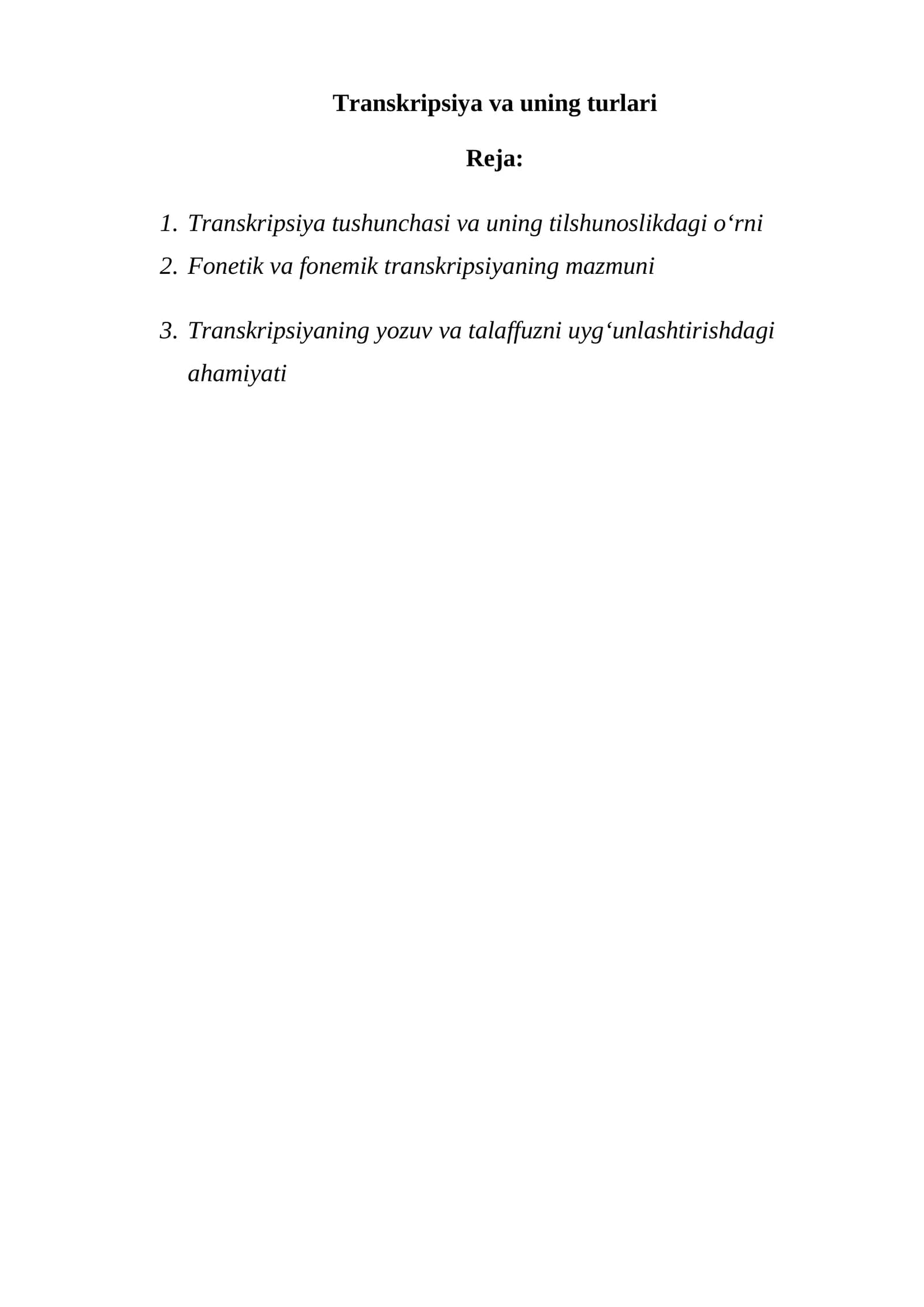 Transkripsiya va uning turlari