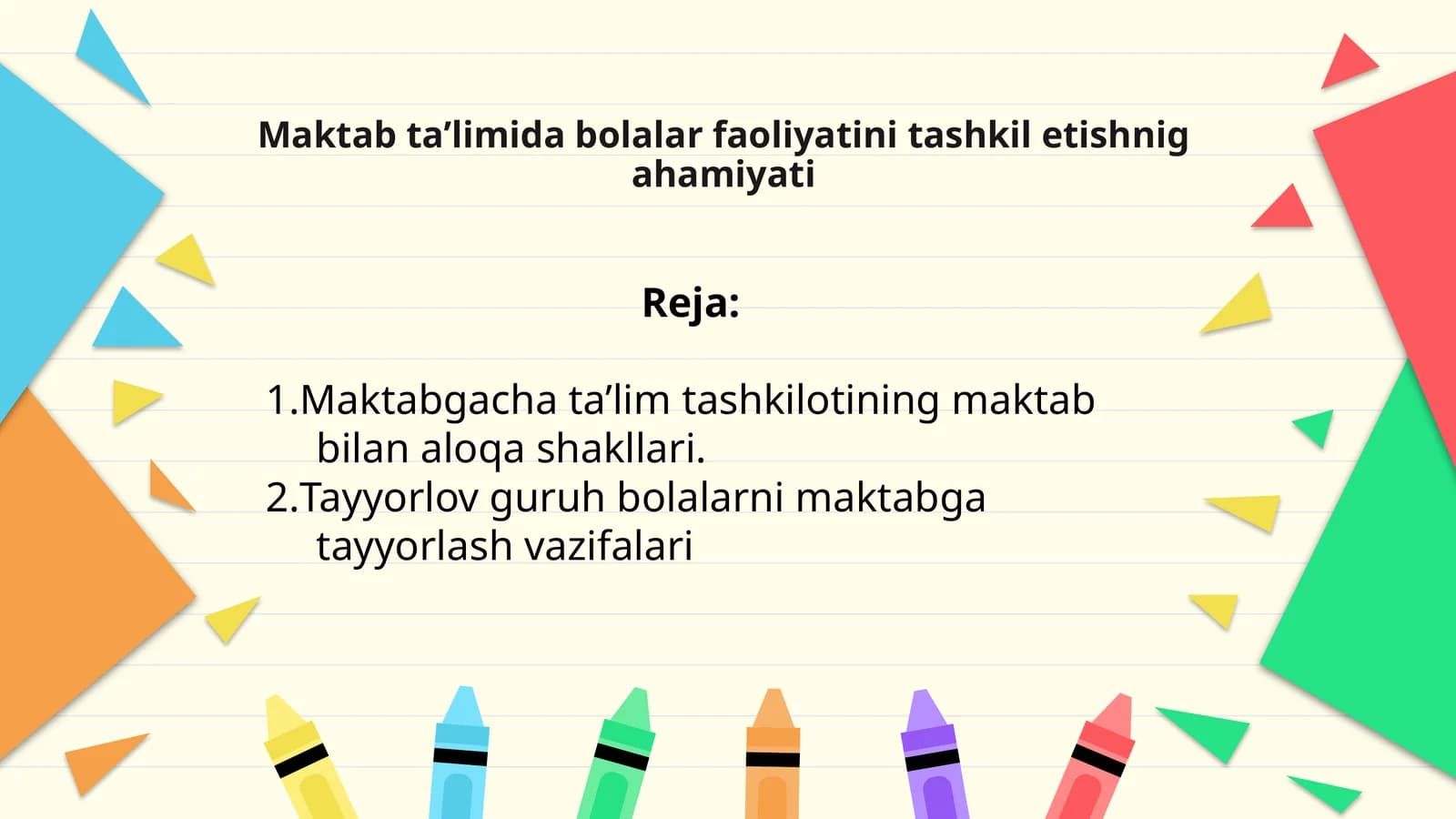 Maktabgacha ta’lim tashkilotining maktab bilan aloqa shakllari