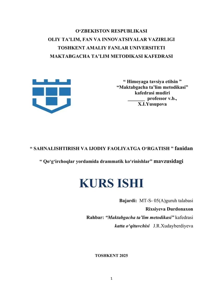 Qoʻgʻirchoqlar yordamida drammatik koʻrinishlar