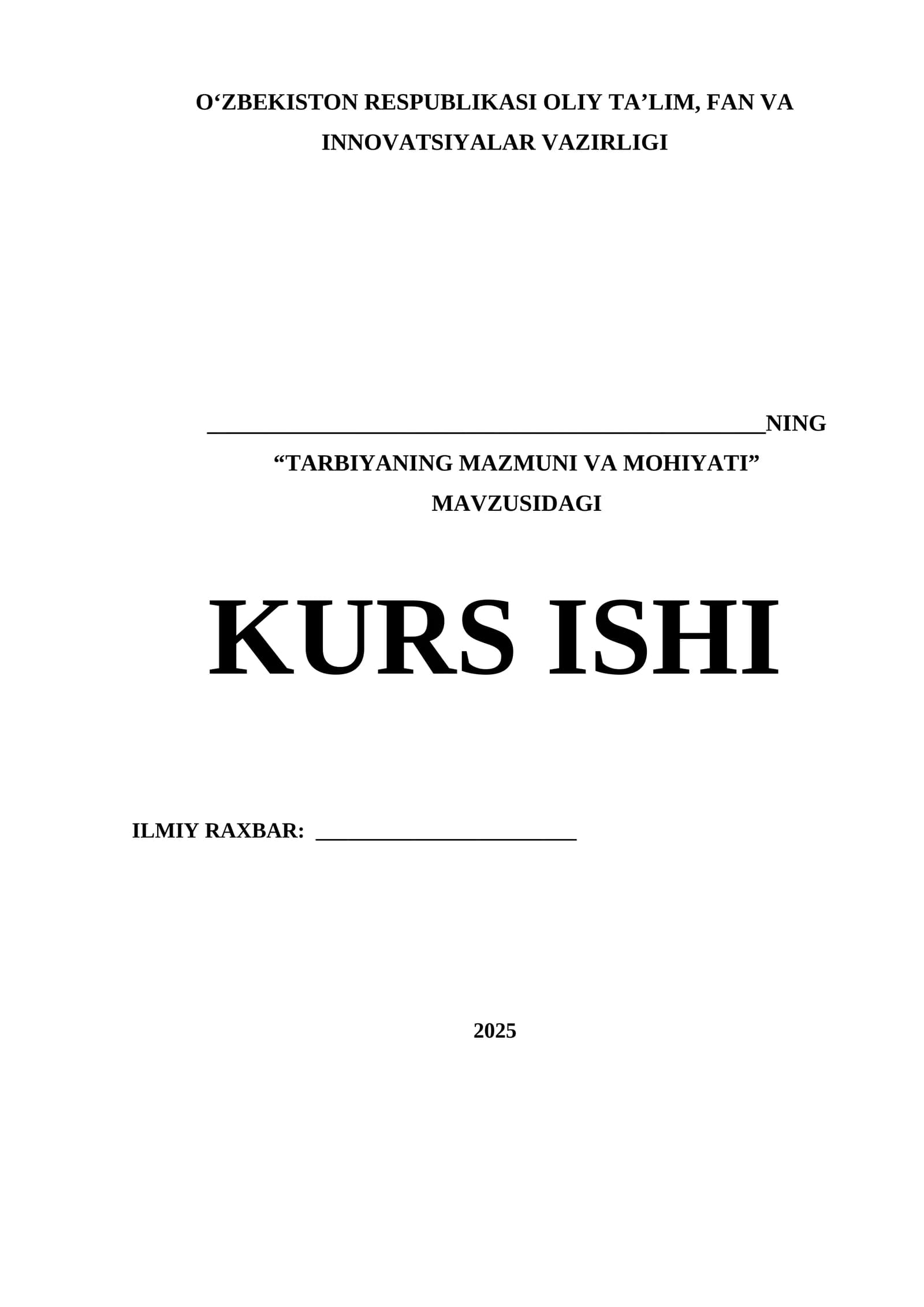 TARBIYANING MAZMUNI VA MOHIYATI