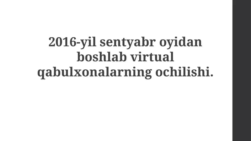 Virtual qabullar ofisini Tashkil Etish Jarayoni