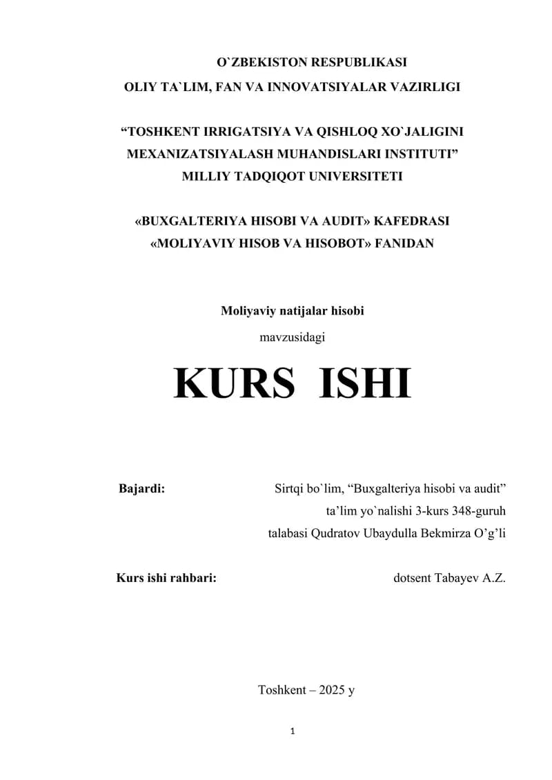 Moliyaviy natijalar hisobi
