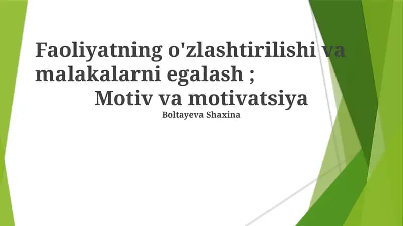 Motiv va motivatsiya