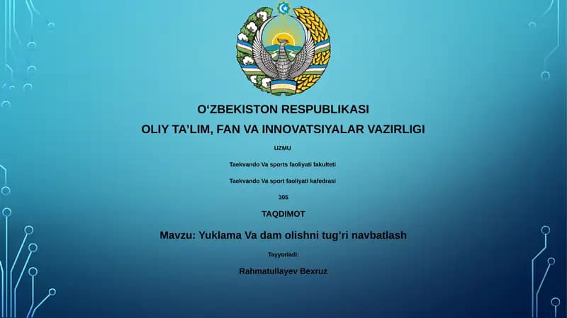 Yuklama Va dam olishni tug’ri navbatlash