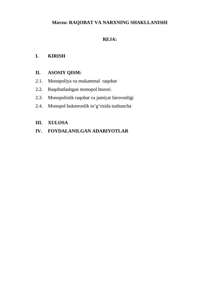 Monopoliya va Raqobat