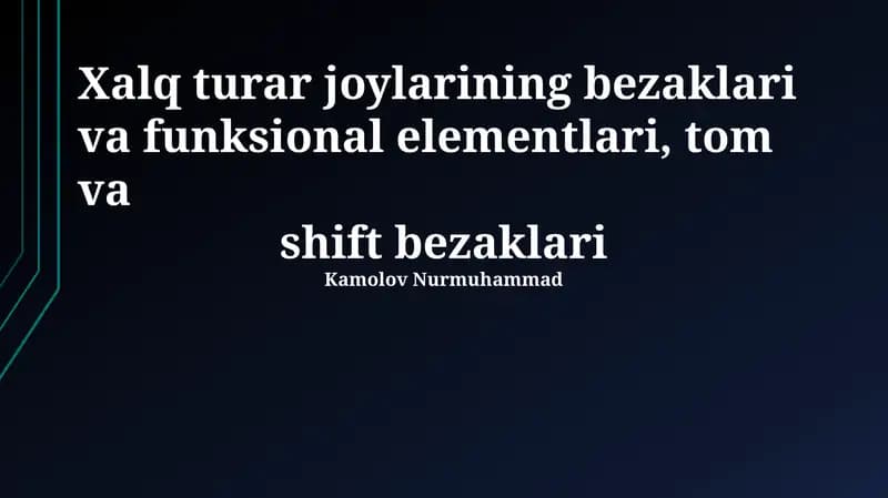 Shift Materiallari va Ularning Xususiyatlari
