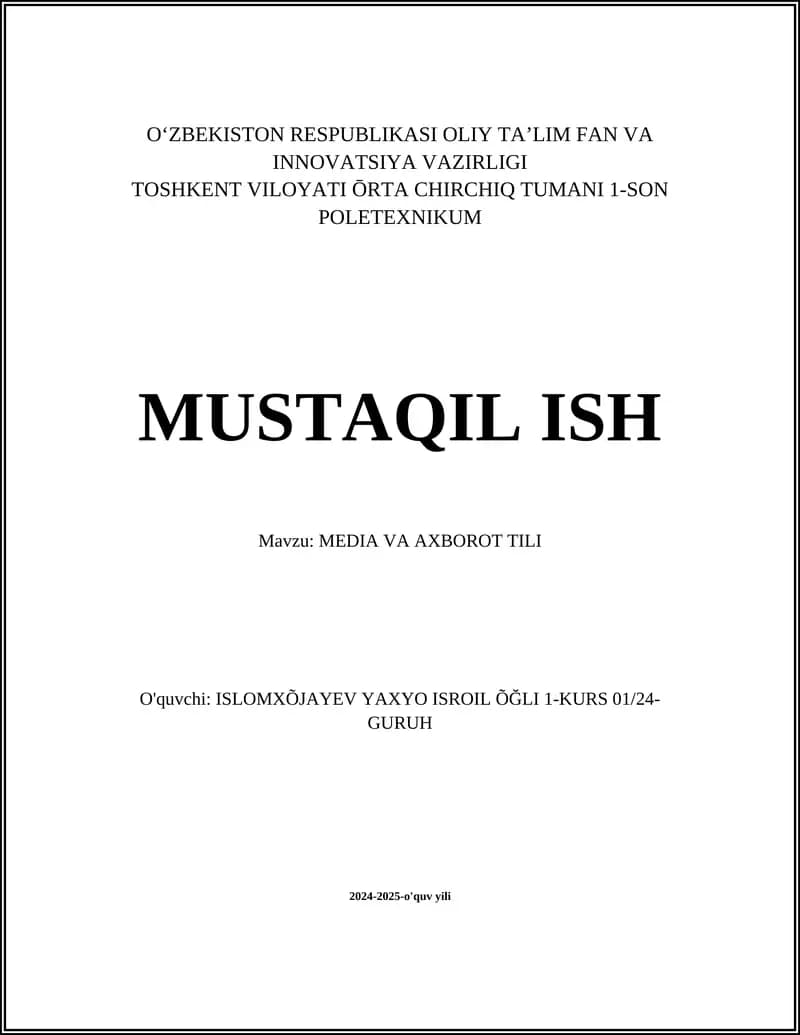 Matbuot tili va uning xususiyatlari