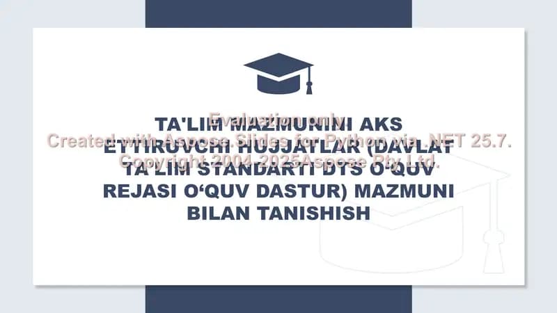 Ta’lim mazmunini aks ettiruvchi hujjatlar (Davlat ta’lim standarti, o‘quv rejasi va o‘quv dastur)
