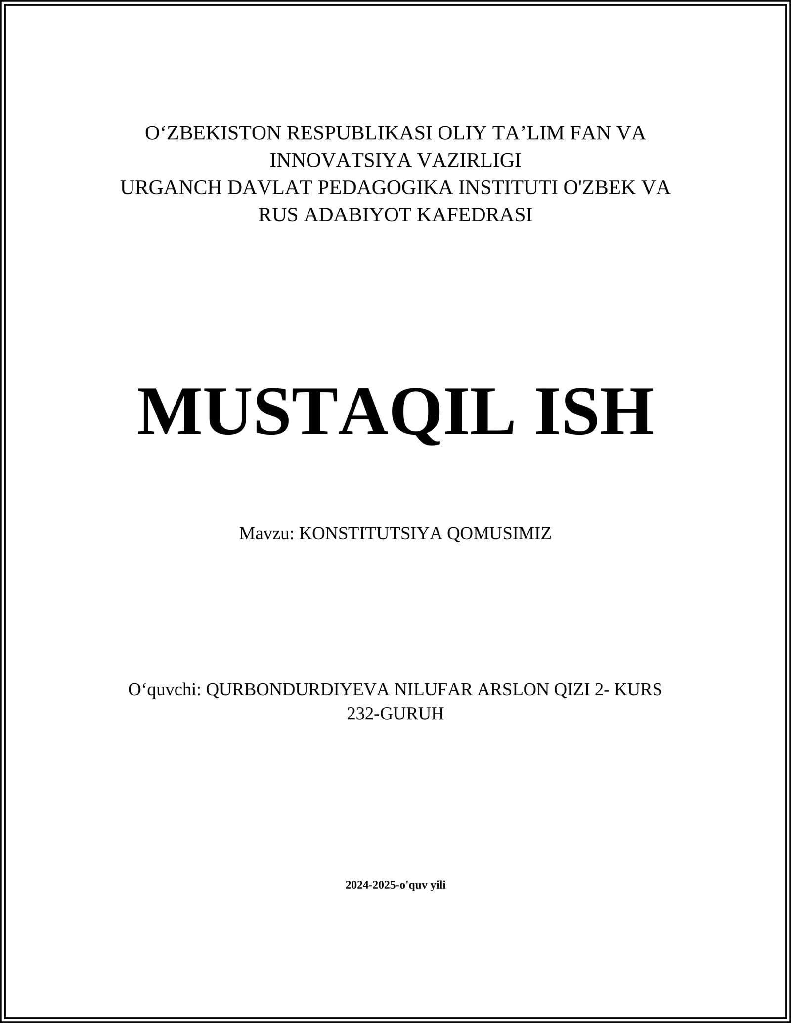 KONSTITUTSIYA QOMUSIMIZ
