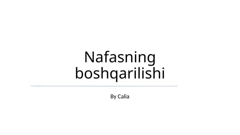 Nafasning boshqarilishi