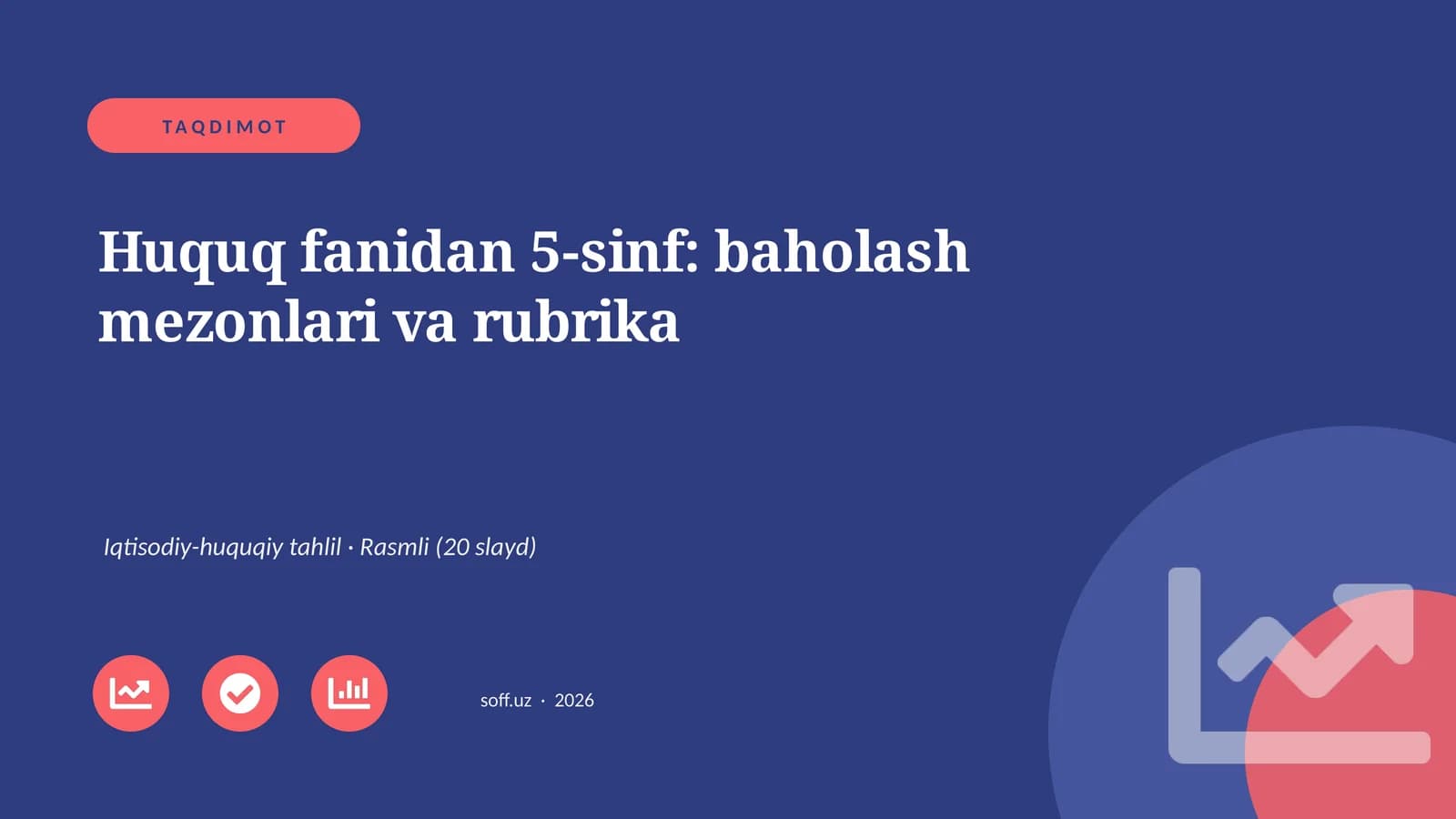 Huquq fanidan 5-sinf: baholash mezonlari va rubrika