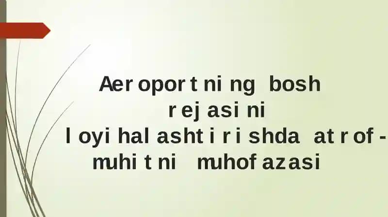 Aeroportning bosh rejasini loyihalashtirish