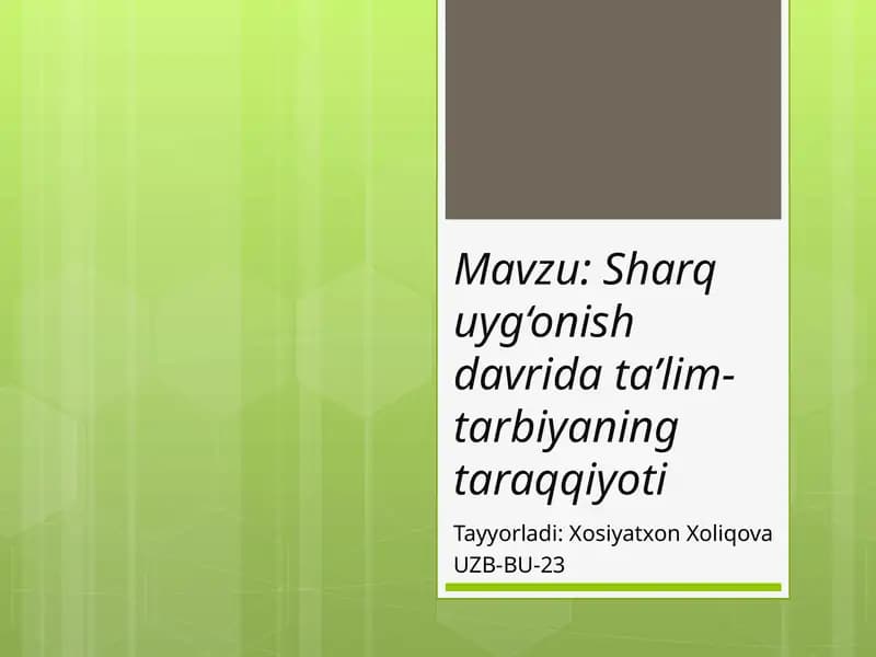 Al-Xorazmiyning matematika fanining rivojlanishi
