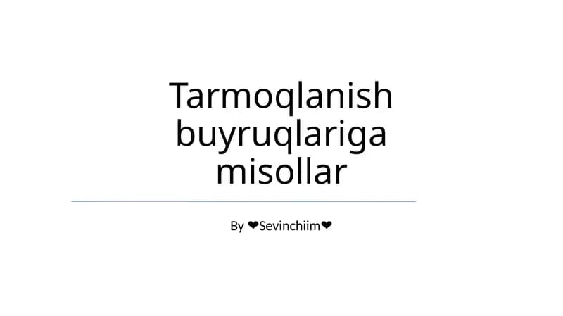 Tarmoqlanish buyruqlariga misollar