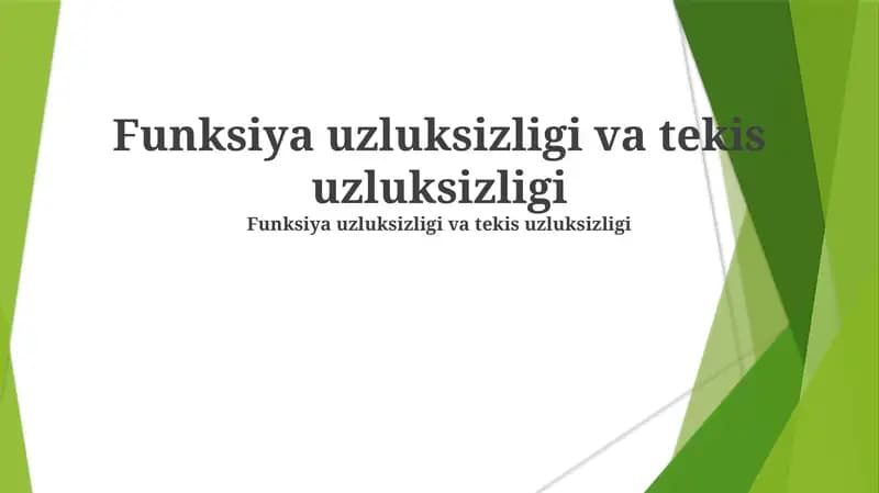 Funksiya uzluksizligi va tekis uzluksizligi